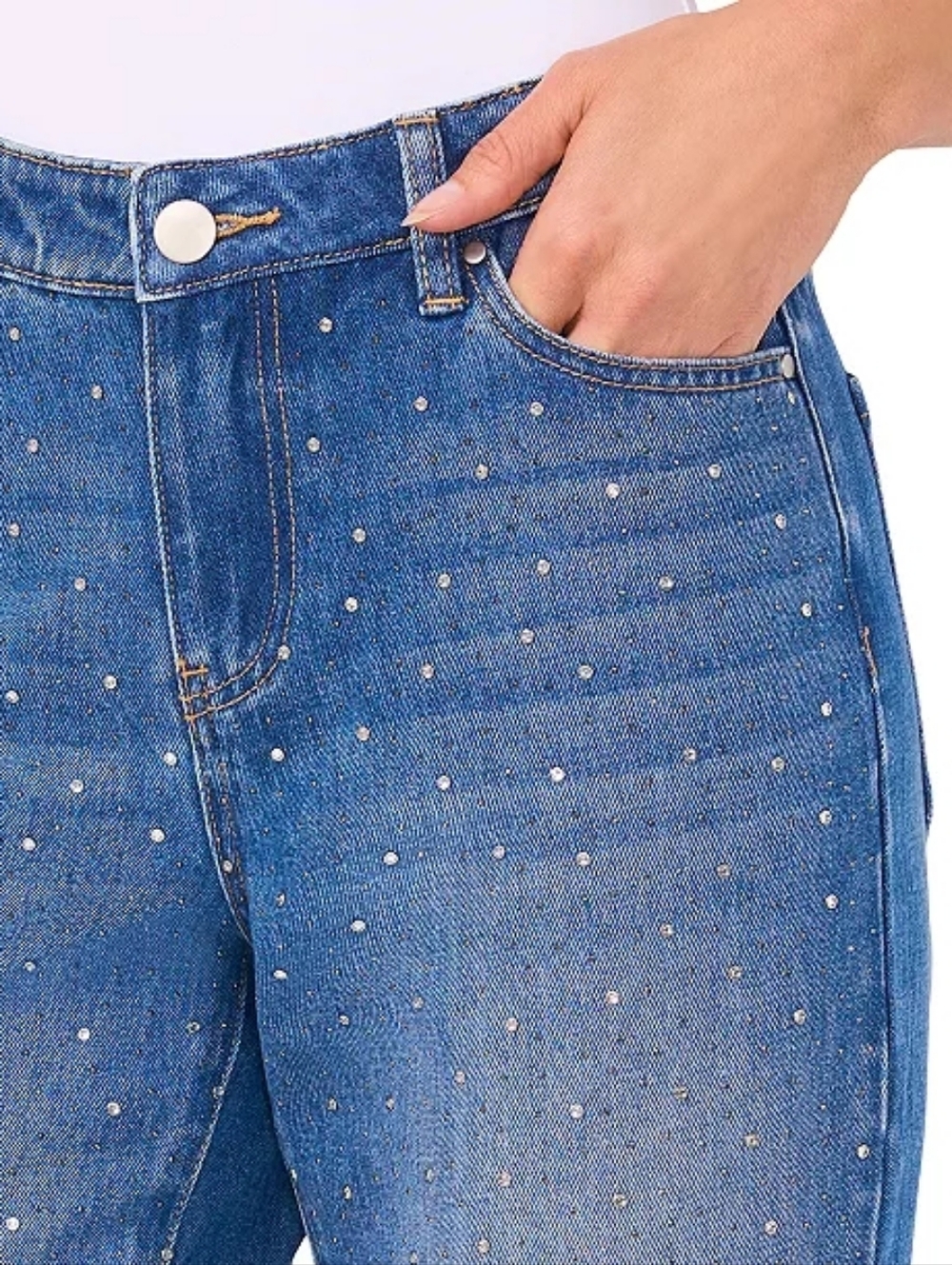 NWT CeCe 100% Cotton 22W Embellished Wide Leg Jeans Firm Price